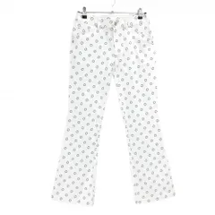 【新品】アンダーアーマー パンツ 白×ネイビー ロゴ総柄 allseasongear レディース MD ゴルフウェア UNDER ARMOUR