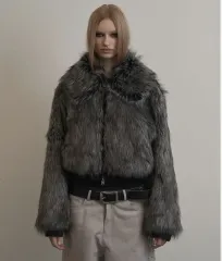 セットアップEXファーショートジャケット ファージャケット チャコールグレー