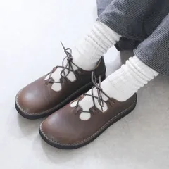 [ダークブラウン]本革 シューズ レディース レザー 牛革 レザーシューズ レースアップシューズ レースアップ 編み上げ 日本製 大きいサイズ 25cm ローヒール ぺたんこ フラット 歩きやすい 履きやすい おしゃれ k157-9113000