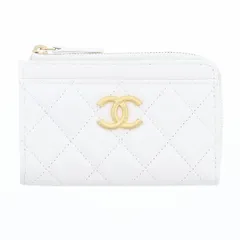 【値下げ】CHANEL シャネル マトラッセ フラグメント カード コインケース AP4478 レディース キャビアスキン/キャンバス ホワイト/ピンク 【中古】