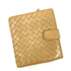 【最大30％OFF】ボッテガヴェネタ BOTTEGAVENETA 二つ折り財布 イントレチャート ベージュ レディース 中古