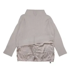 美品 BRUNELLO CUCINELLI ブルネロクチネリ カシミヤ × シルクサテン 切替 ニット セーター S ライトグレージュ レディース 古着 中古 USED