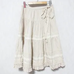 美品 PINK HOUSE ピンクハウス レース ミディ丈 フレア ラップスカート ベージュ レディース 古着 中古 USED