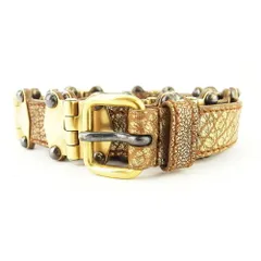 【X'masセール★30%OFF】ミュウミュウ MIUMIU ベルトヴィンテージ風 ゴールド ブラウン シルバー レディース 中古 最大30％OFF☆クリスマスSALE】ミュウミュウ MIUMIU ベルト