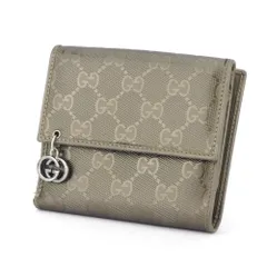 【最大30％OFF★ウィンターセール】グッチ GUCCI 二つ折り財布 GGインプリメ ブラウン シルバー レディース 中古