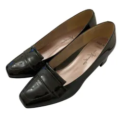 美品 銀座カネマツ AQUA BELL エナメルローファー 24.5cm ブラック レディース 古着 中古 USED