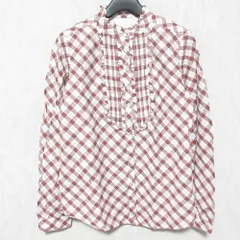 美品 BURBERRY BLUE LABEL バーバリーブルーレーベル フリル チェック ブラウス シャツ E1M12-715-15 サイズ36 マルチカラー レディース 古着 中古 USED