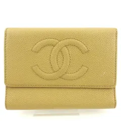 【最大30％OFF★ウィンターセール】シャネル CHANEL 三つ折り財布 ココマーク オールドシャネル ベージュ ゴールド レディース 中古