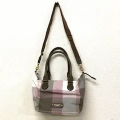 訳あり ブルーレーベルクレストブリッジ ミニトートバッグ ショルダーバッグ チェック ピンク