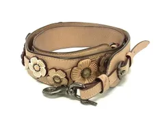 COACH コーチ レザー フラワー ビジュー クロスボディ ショルダーストラップ ショルダーベルト レディース ベージュ系 BT0161