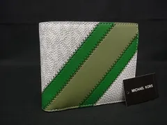 ■新品■未使用■ MICHAEL KORS マイケルコース 36R3LCOF3U MK柄 PVC×レザー 二つ折り 財布 ウォレット ホワイト系 BP6412