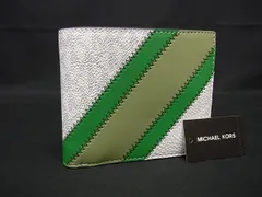■新品■未使用■ MICHAEL KORS マイケルコース 36R3LCOF3U MK柄 PVC×レザー 二つ折り 財布 ウォレット  ホワイト系 BP6415