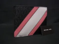 ■新品■未使用■ MICHAEL KORS マイケルコース 36R3LCOF3U MK柄 PVC×レザー 二つ折り 財布 ウォレットブラック系 BP6416