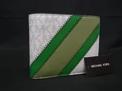 ■新品■未使用■ MICHAEL KORS マイケルコース 36R3LCOF3U MK柄 PVC×レザー 二つ折り 財布 ウォレット ホワイト系 BP6418