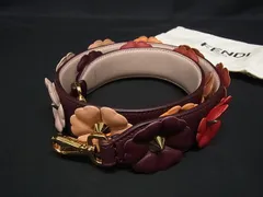 ■美品■ FENDI フェンディ ストラップユー レザー フラワー スタッズ バッグ用 ショルダーストラップ 肩掛け マルチカラー FQ3555