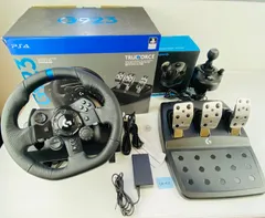 ◇YA196ト【ハンコン／ペダル／シフターセット】ロジクール G923 TRUEFORCE トゥルーフォース＋DRIVING FORCE SHIFTER ドライビングフォース シフター  PC/PS4/PS5専用 レーシングゲーム 箱付き