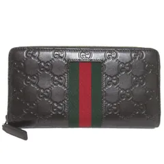 美品 GUCCI グッチ GGシマ シェリーライン ラウンドファスナー ロングウォレット 長財布 ダークブラウン メンズ 古着 中古 USED