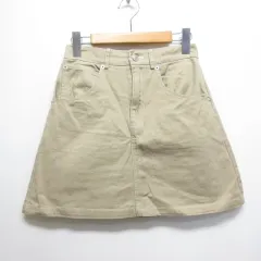 スピンズ SPINNS 台形 チノ ミニ スカート M ベージュ バックゴム ジッパーフライ