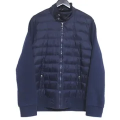 美品 POLO RALPH LAUREN ポロラルフローレン スウェット切替 ジップアップ ダウンジャケット Mサイズ ネイビー メンズ 古着 中古 USED