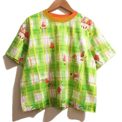 未使用 OLLEBOREBLA ALBEROBELLO オレボレブラ アルベロベロ ぶたさんプリント カットソー ワンピース サイズM グリーン イエロー レディース 古着 中古 USED