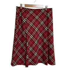 美品 BURBERRY LONDON バーバリーロンドン チェックスカート 38 ボルドー レディース 古着 中古 USED