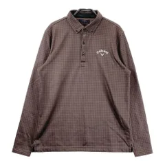 サイズ：L CALLAWAY キャロウェイ  長袖ポロシャツ 裏起毛 千鳥総柄 ブラウン系 [240101586952] ゴルフウェア メンズ ストスト
