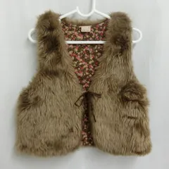 Petit Main プティマイン ファーベスト 花柄ベスト ボアベスト ブラウン Lサイズ 〇◇