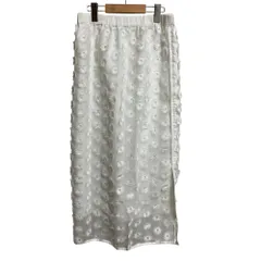 美品 24SS IENA イエナ シアージャガード刺繍スカート サイズ38 ホワイト レディース 古着 中古 USED