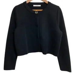 美品 ANAYI アナイ ビジューボタン クロップド ニットカーディガン ボレロ サイズ38 ブラック レディース 古着 中古 USED