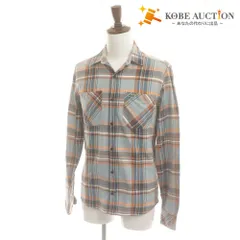 ■ ラコステライブ シャツ 長袖 トップス チェック ワニ ワッペン メンズ 38 (M相当) ブルー オレンジ