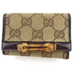 【最大30％OFF】グッチ GUCCI キーケース GGキャンバス バンブー ベージュ ブラウン シルバー レディース 中古
