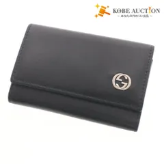 ■ グッチ キーケース 6連 インターロッキングG 小物 メンズ レディース ブラック