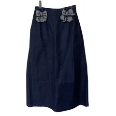 ZM1644【美品】KETTY ケティ デニムスカート Aラインスカート リボン ミモレ丈 サイズM