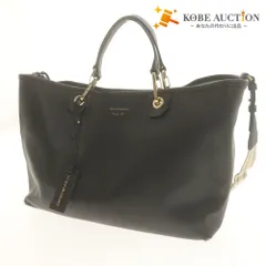 ■ EMPORIO ARMANI エンポリオアルマーニ ハンド ショルダーバッグ 鞄 2Way メンズ レディース ブラック 黒 ポーチ&袋付き