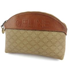 美品】CELINE セリーヌ コスメ 化粧 ポーチ 白 マカダム トリオンフ
