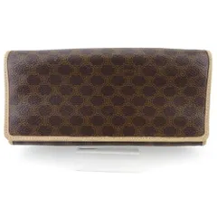 【最大30％OFF】セリーヌ CELINE 長財布 マカダム ブラウン ベージュ ゴールド レディース 中古