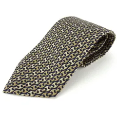 【最大30％OFF】グッチ GUCCI ネクタイ チェーン柄 ベージュ ネイビー レディース 中古