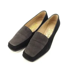 【最大30％OFF★ウィンターセール】サルヴァトーレフェラガモ Salvatore Ferragamo パンプス バイカラー ♯5ハーフC スクエアトゥ ブラック グレー 灰色 レディース 中古