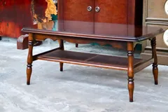 GMIS382○karimoku / カリモク コロニアル センターテーブル ローテーブル 棚 木製 無垢材 ブナ材 籐 ラタン リビング 国産家具 クラシック カントリー