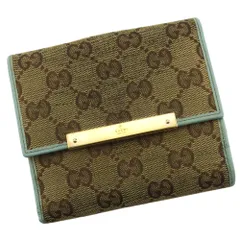【最大30％OFF】グッチ GUCCI 二つ折り財布 GGキャンバス ベージュ ブラウン ブルー ゴールド レディース 中古