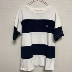 173 Champion ストライプ 半袖Tシャツ L