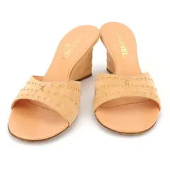 【BIGお買い物ラリー★30%OFFセール中】シャネル CHANEL ミュールココマーク ♯37ハーフ サンダル ピンク オレンジ ゴールド レディース 中古 シャネル CHANEL ミュール ココマーク ♯37ハーフ サンダル ピンク