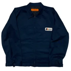 ワークジャケット レッドキャップ 作業着 ネイビー ワッペン holax ロゴ ジップアップ ワークウェア 2XL 紺色 メンズ 古着 長袖