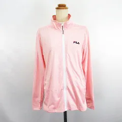 フィラ FILA ジャケット アウター 長袖 ジップアップ ランダムドット 指穴 ロゴ 薄手 L ピンク スポーツウェア ※EKM
