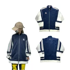 Champion ネイビー 白 オーバーサイズ トラックジャージ L