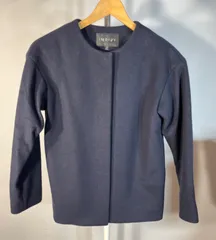 INDIVI ノーカラージャケット ネイビー 03 日本製 フェルト