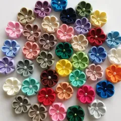 つまみ細工パーツ 丸つまみ お花 40個セット ミックスカラー