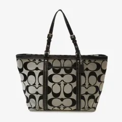 (正規品)コーチ ジャガード ブラック ショッパーバッグ ショルダーバッグ