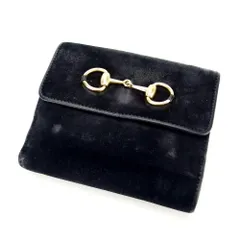 【最大30％OFF】グッチ GUCCI 二つ折り財布 ホースビット ブラック ゴールド レディース 中古