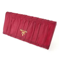 【最大30％OFF】プラダ PRADA 長財布 ギャザー ピンク レディース 中古